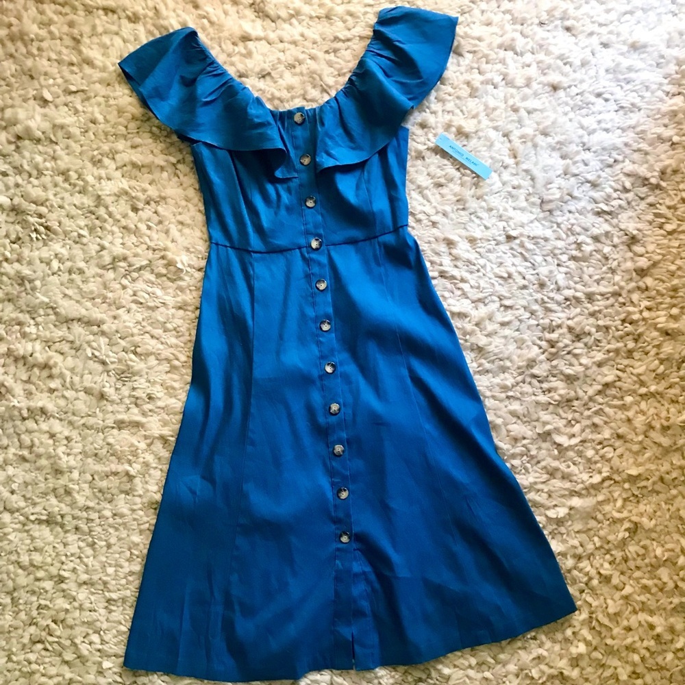 NWT Antonio Melani blue linen prairie dress, 6